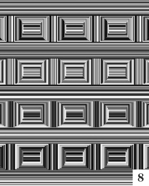 Geometryczna iluzja optyczna z koncentrycznymi prostokątami w czerni i bieli tworzącymi korytarz perspektywiczny